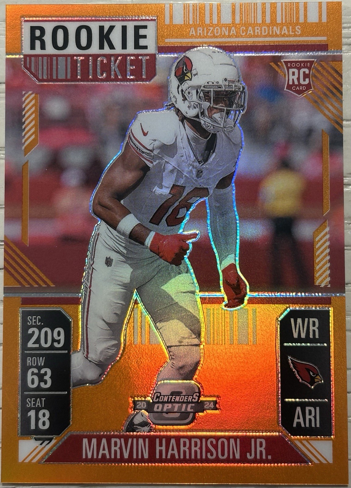 2024 Panini Contenders Optic Rookie Ticket Marvin Harrison Jr Orange /75 #88