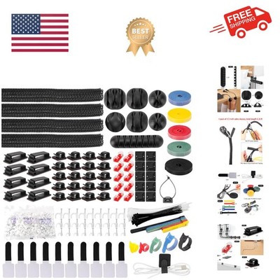604 Pcs Cable Management Kit, 4 Cord Organizer Sleeve, 7 Cable Holder, 38 Adh...