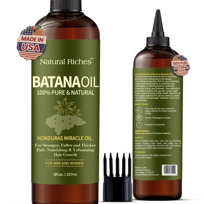 Natural Riches Unrefined Organic Batana Oil, 8 Fl Oz (Pack of 1), Green/Brown 