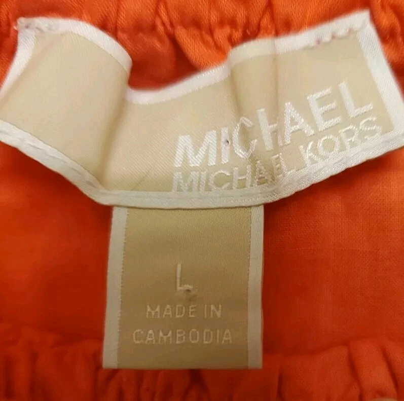 Abito donna Michael Kors tie dye arancione foderato senza maniche maxi tubino taglia L