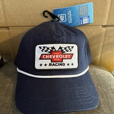CHEVROLET Racing Snapback Hat Blue Chevy Cap VTG / Retro Style Trucker Rope