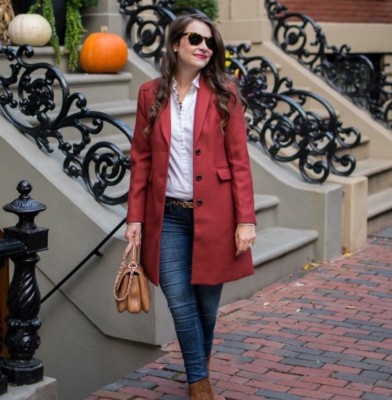 cognac wool coat