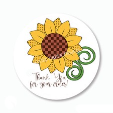 Giant Sunflower Scrapbook Stickers Thank You for your Order Envelope Seals