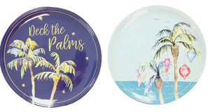 Tommy Bahama Set of 4 Blue Melamine Christmas Dinner Plates Deck The Palms