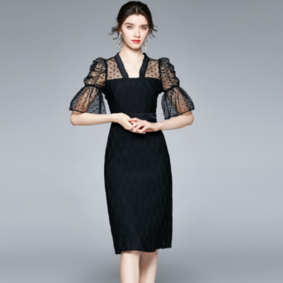black summer dress knee length BeiFu Womens Pleated Knee Length Dress Ruffle Cap Sleeve & Work Outfit for Spring Summer (Black,L), Women's, Size: Large, Beige