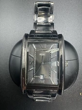 Relic ZR77109 Mens Gunmetal Rectangular Tank 31mm Quartz Watch-Needs Battery