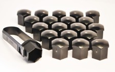 Universal Deep Black Nut Bolt Covers Caps for All Alloy Wheels 21mm Hex