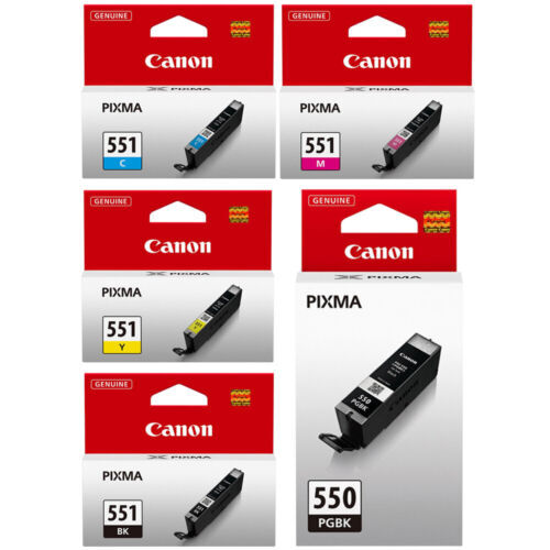 Genuine Canon PGI550 Black & CLI551 CMYK Ink Cartridge for Pixma