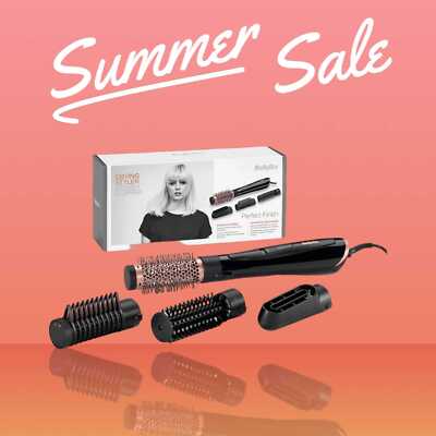 Babyliss Perfect Finish Warmluftbürste, 1000W Föhnbürste 3 Aufsätzen AS126E