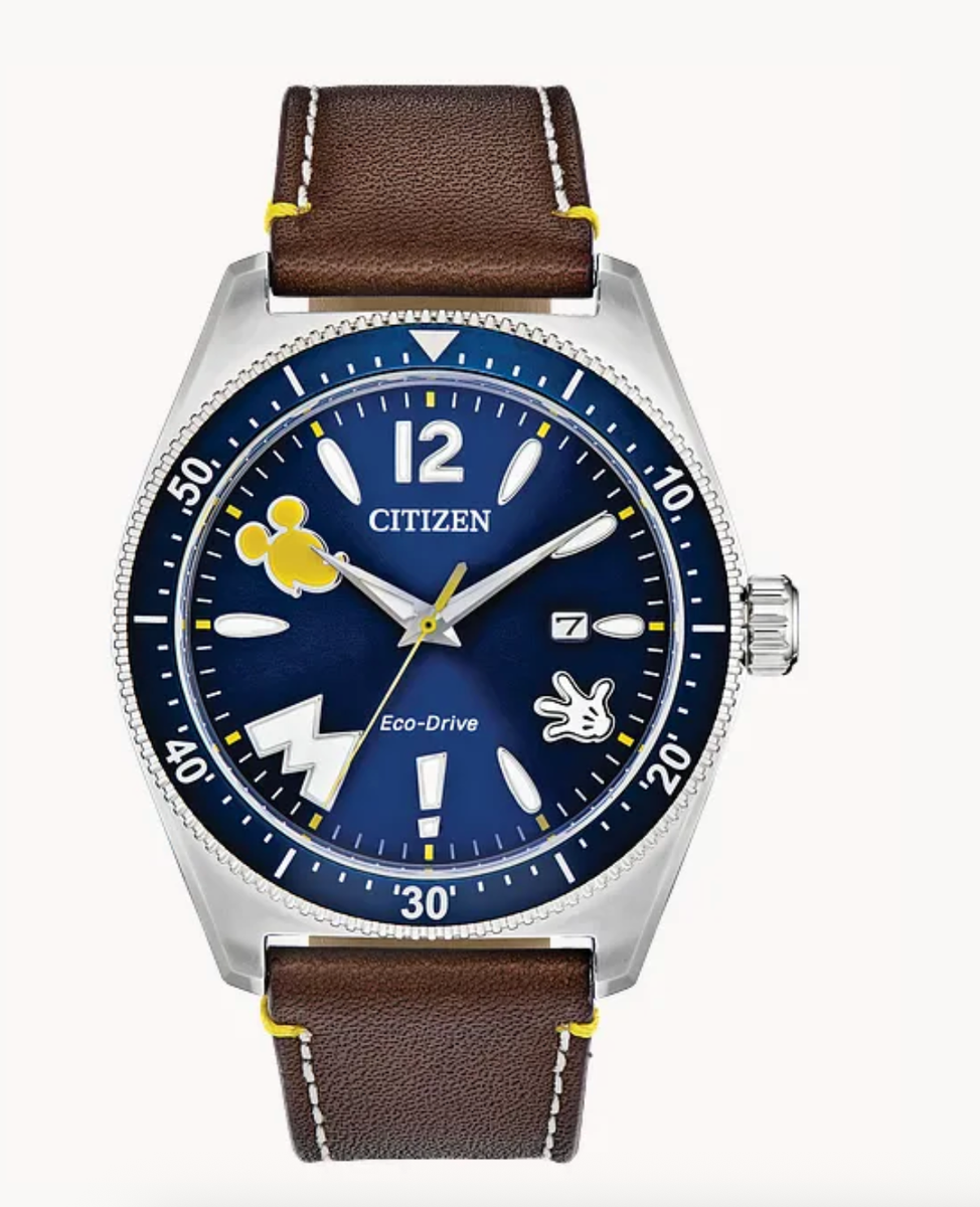 Citizen Mickey Mouse AW1599-00W 43 mm Steel Blue Dial Leather