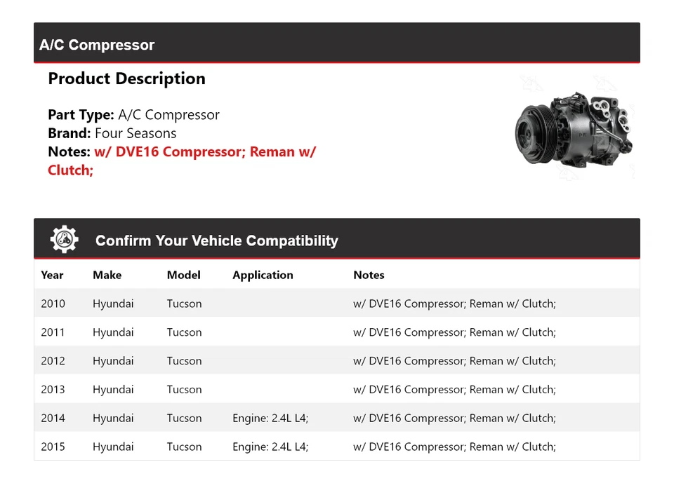 Para 2010-2015 Hyundai Tucson A/C Compressor 4 Estações 2011 2012 2013 2014 - Imagem 2 de 4