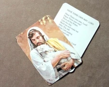 Jesus Christ and Sheep Lamb Holy Card,  fr Convent Storage--new old 1970 card