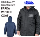 Personalised Winter PARKA Coat Jacket TEXT Only Print Work Wear Waterproof R207X