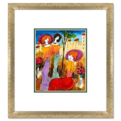 Moshe Leider, Framed Original Mixed Media Watercolor Painting, Hand Signed