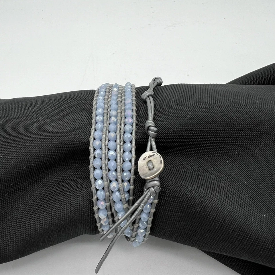 Pulsera envolvente Chan Luu cuero gris lavanda pálido 4 a 5 envoltura 32 pulgadas Foto 3 de 4