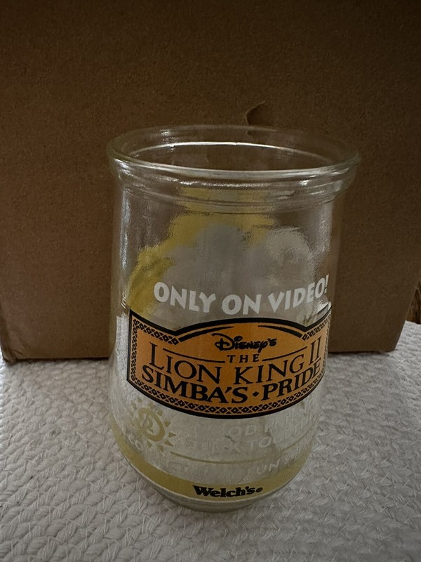 Walt Disney Welch's Jam Jelly Glass Jar Cup Lion King II Simba's Pride Pumba 