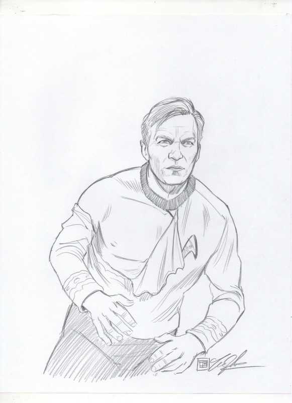Star Trek TOS Captain James T Kirk Shatner ORIGINAL PENCIL SKETCH by Tim Shinn