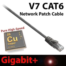 V7 25ft Gray CAT6 Network Cable Ethernet Patch Gigabit+ Snagless Design RJ45