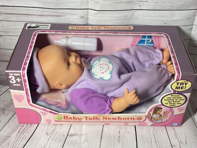 NOS - NEW Vintage Cititoy Baby Talk Newborn Doll, Purple Outfit, Hear Me Talk!