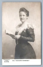 Mrs. THEODORE ROOSEVEL ANTIQUE REAL PHOTO POSTCARD PATRIOTIC RPPC