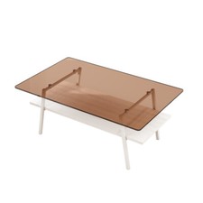 Rectangle Coffee Table with Smooth Glass Edges Tempered Glass Tabletop