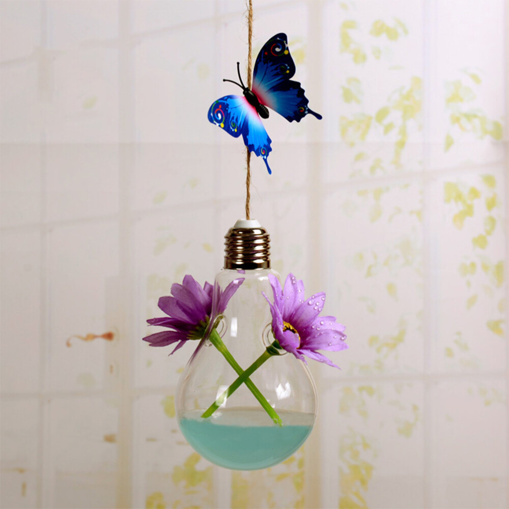 Hanging Glass Light Bulb Vase Wall Planter for Flowers