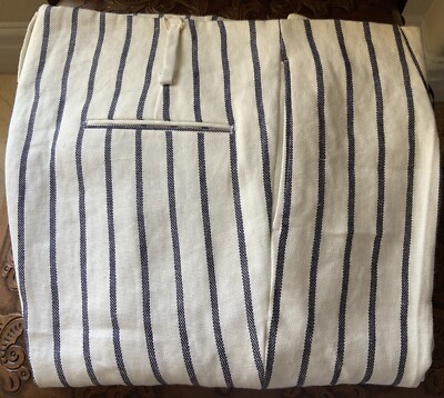 BRIAN DALES MENS   1500 WHITE/BLUE STRIPS LINNEN RUNWAY PANTS SZ.50/34 NEW W/TAG