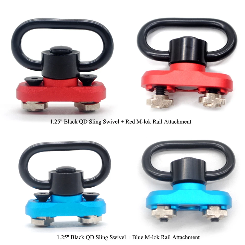 1.25'' Black QD Sling Swivel Adapter Mount Kit + Blue/Red M-lok Rail Attachment - Image 2 of 4