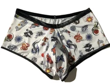 New MALE POWER Men Snake Dragon Tattoo Print Trunk Boxer Brief Underwear sz XL