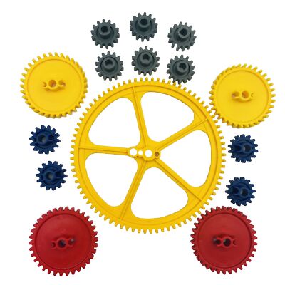 15) K'NEX Red & Yellow Crown Gears – Small & Medium Sizes – USED