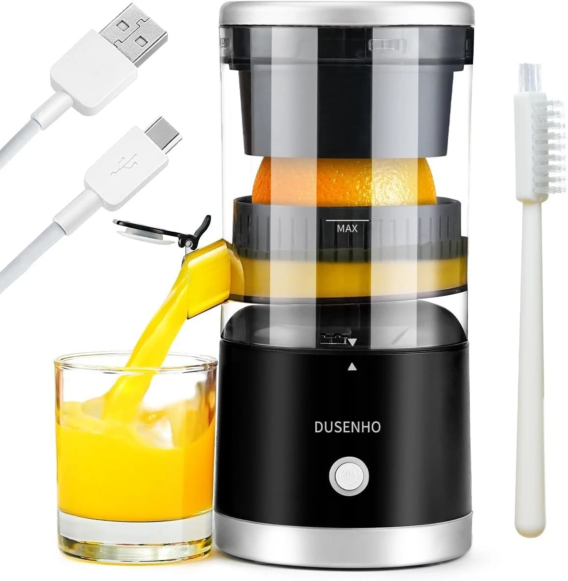 DUSENHO Electric Citrus Juicer Rechargeable Portable Orange Lemon Squeezer USB-C