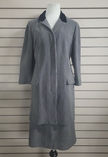 Vintage Butte Knit Gray Pinstripe Long Blazer Skirt 2pc Suit Set WPL Union XS