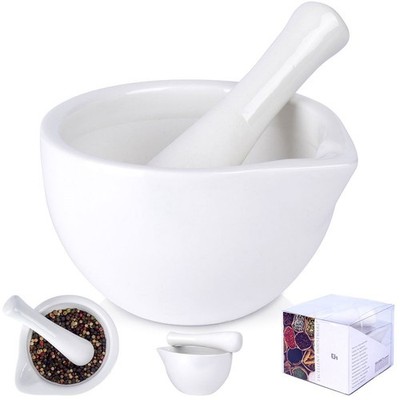 Mörser mit Stößel Porzellan Weiß Gewürzmörser EXCELLENT HOUSEWARE 259318