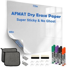 Dry Erase Board 72 x 48 White Whiteboard Wallpaper Peel Stick AFMAT Large