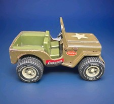 1970s TONKA US Army Jeep MB Military Green Pressed Steel 6" Long Well Loved