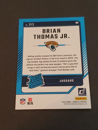 Brian Thomas Jr. 2024 Donruss Football Blue Press Proof RC Jacksonville Jaguars - Picture 2 of 2