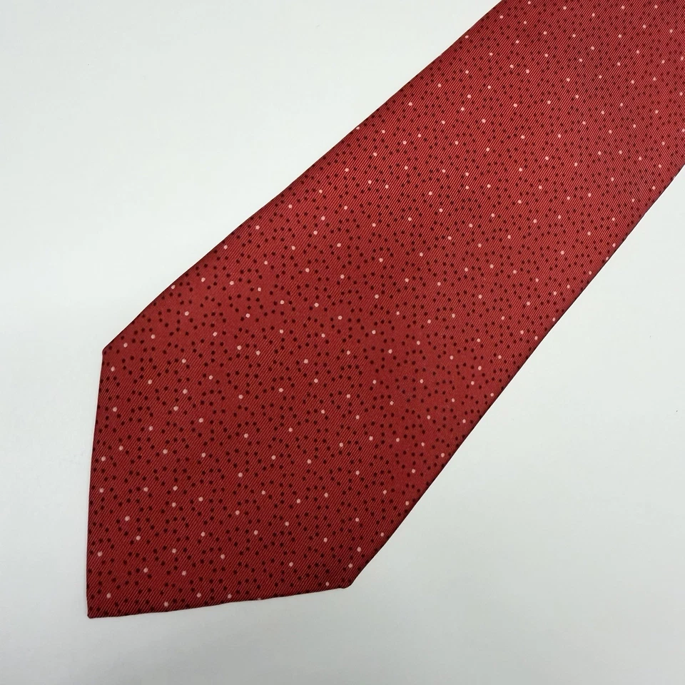 Corbata para hombre Hermes lunares rojo satinado seda Francia 7902 MA 3,5" (W) x 59" (L) usada en excelente estado Foto 4 de 4