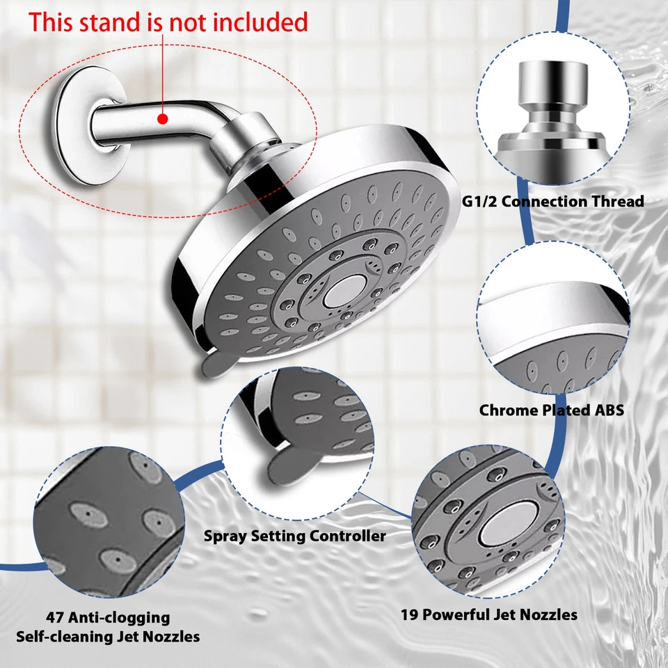 Cabezal de ducha profesional de alta presión 5 ajustes cabezal de ducha ajustable Foto 4 de 4