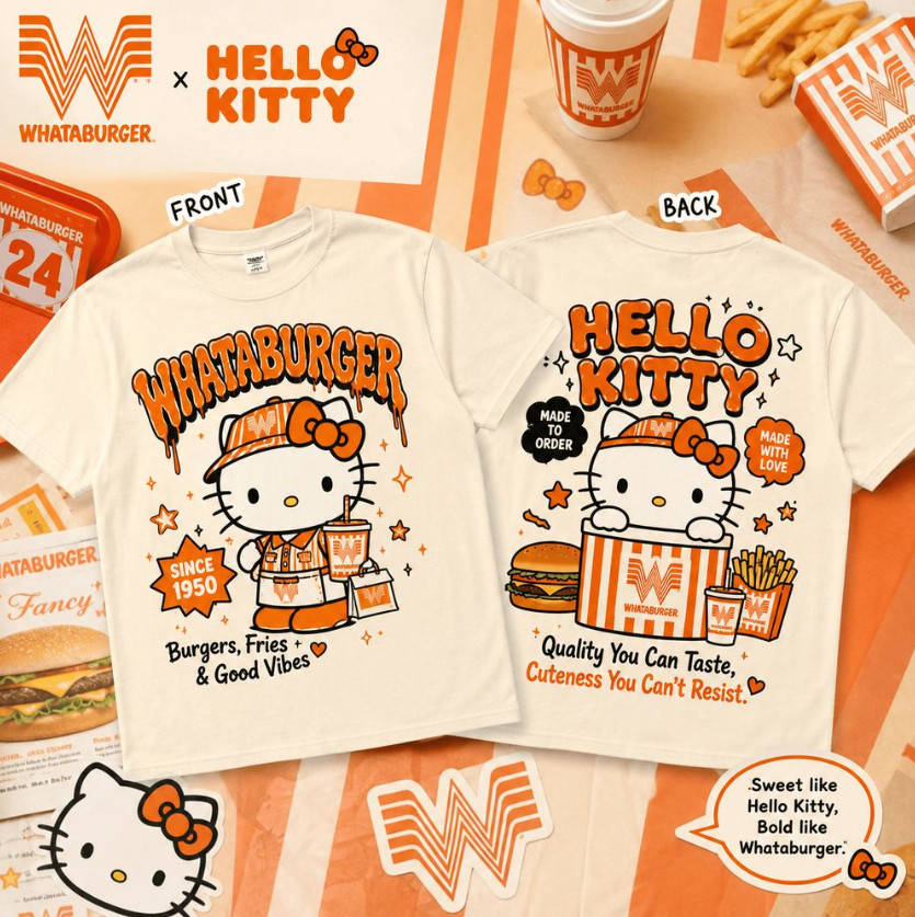 HOT! Whataburger Hello Kitty Made to Order and Made With Love 2026 Shirt