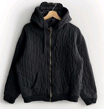 Vintage Alpinestars Men’s Black Quilted Full Zip Hoodie Jacket Logo Large Y2K