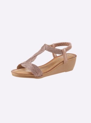 Mode von Heine Damen Schuhe Keil Wedge Sommerschuhe Sandaletten rose NEU