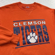 Vintage Russell Athletic Sweatshirt Mens XL Orange Clemson University Tigers USA