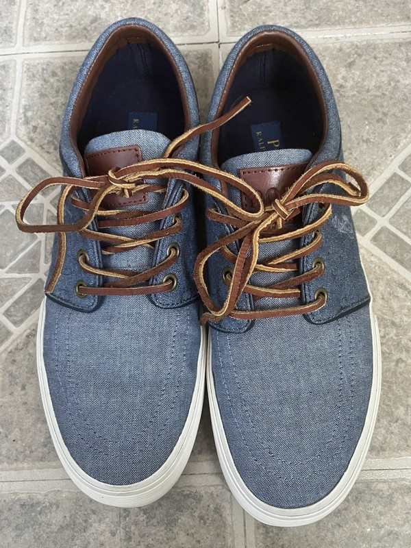 Polo Ralph Lauren Men's  Blue Faxon Classic Low-Top Denim Sneakers EUC