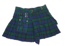 Got Kilt Co. Utility Kilt Plaid Green Blue Size 46 Pleated Pockets Belted