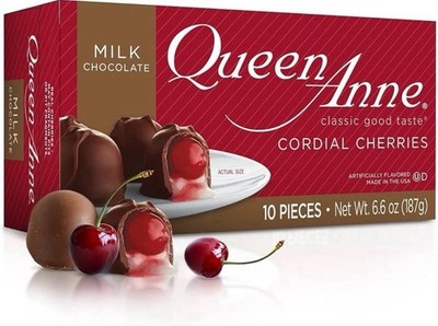Queen Anne Chocolate Covered Whole Cherry Candies 10 Count Gift Box 6.6 Oz