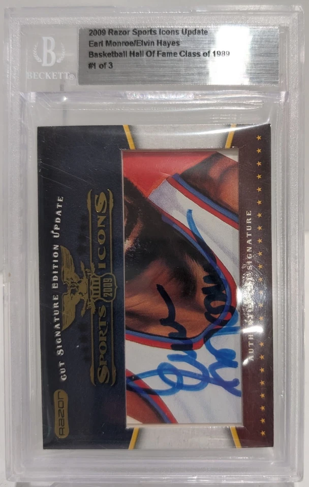 2009 Razor Sports Icons Update Earl Monroe/Evlin Hayes 1/3 Cut Auto Card - Image 2 of 2