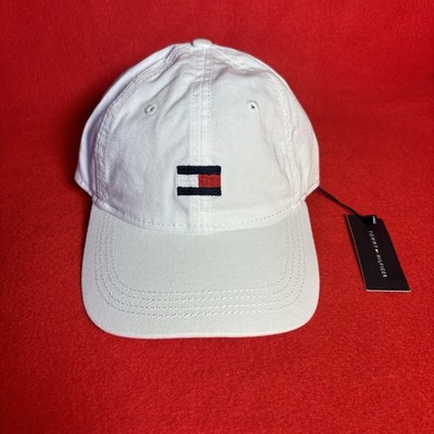 Tommy Hilfiger Slideback Hat Solid White One Size Embroidered 6 Panel