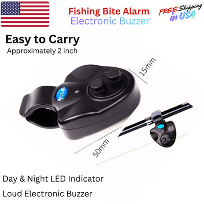 Fishing Bite Alarm Electronic Buzzer Loud Siren LED Day Night Alert System NEW