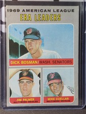 Dick Bosman Jim Palmer Mike Cuellar 1970 Topps ERA Leader #68