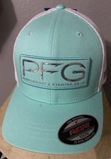 Columbia PFG Junior Mesh Baseball Cap Youth Aqua White Adjustable Breathable